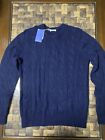 Malo Sweater Cable Knit  Wool & Cashmere Blue Mens Size Medium