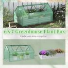 6'x3' Galvanized Raised Garden Bed Mini PE Greenhouse Cover w/ 2 Roll-Up Windows