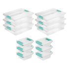 Sterilite Plastic Large Clip Bin Clear, 6 Pack & Mini Clip Storage Box, 6 Pack