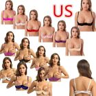 US Woman's Push Up Underwire Lace Shelf Bra Demi 1/2 Cup Hollow Out Unlined Top