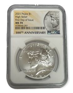 2021 PEACE SILVER DOLLAR NGC MS70 FIRST DAY OF ISSUE