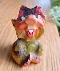 Vtg Henning Hand Carved Gnome Troll Norway 3.5” Wood Sitting Figurine Buck Tooth