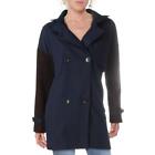 Dance & Marvel Womens Navy Wool Blend Trench Coat Outerwear S  1873