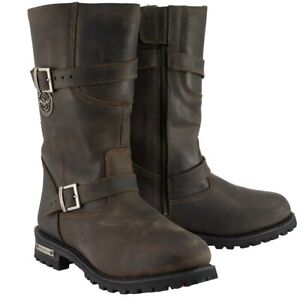 Milwaukee Leather 9063 Mens ‘Distressed Brown’ Motorcycle Leather Engineer Boots