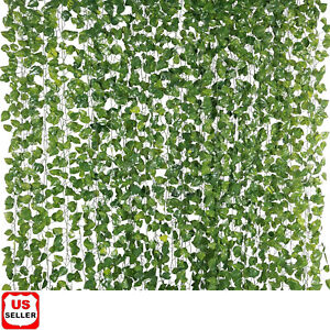 12 PCS Artificial Ivy Leaf Plants Fake Hanging Garland Plants Vine Home DecorOpe