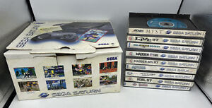 SEGA Saturn Console System In Box Lot w/  9 Games, Controller & Cables Tested