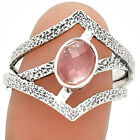 Rose Quartz Checker - Madagascar 925 Sterling Silver Ring s.9 Jewelry R-1471