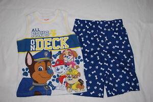 Toddler Boys PAW PATROL Tank Top & Shorts Set ALL PAWS ON DECK Blue 2T 3T 4T 5T