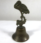 vintage brass standing crane bird figure metal bell retro decor collectible