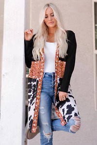 Western Pattern Cow Front Cardigan
