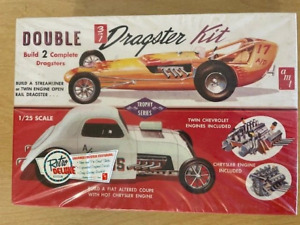 AMT Retro Deluxe Edition 3 in 1 Double Dragster 1/25 Scale Model Kits Open Box