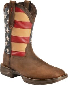 Durango Mens Rebel Square Toe Patriotic Pull-on Western Flag Boots #DB5554 NEW