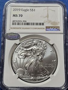 2019 $1 AMERICAN SILVER EAGLE NGC MS70 CLASSIC BROWN LABEL LITTLETON SELECT