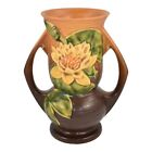 Roseville Water Lily Brown 1943 Mid Century Modern Art Pottery Ceramic Vase 74-7