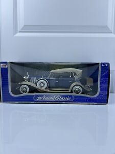 Anson Classic 1932 Cadillac Sport Phaeton 1/18 Scale Diecast Blue Vehicle In Box