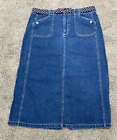 White Stag Vintage Denim Size 18 Blue Jean Maxi Skirt with Belt Pockets