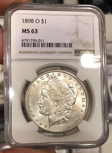 1898-O Morgan Dollar graded MS63 by NGC Flashy Coin Great Luster PQ+ Nice