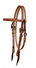 Harness leather browband bridle headstall copper floral buckle cowboy USA H350