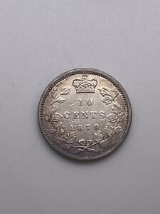 1870 Canada 10 Cents Silver - Wide 0's - Young Victoria