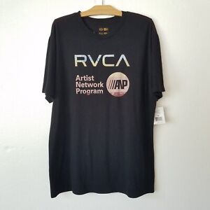 RVCA Mens XXL Graphic T-Shirt Short Sleeve Soft Cotton Black