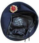 USSR Soviet Style Russian Army Uniform Dark Blue Military Beret Cap Hat Badge