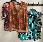 Lot of 4 Pretty Spring Sleeveless Tops, Blouses, Size Large Petite