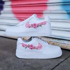 Nike Air Force 1 Custom Low Pink Rose Floral White Shoes Mens Women Kids Size