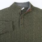 PETER MILLAR HEATHER GREEN CASHMERE WOOL YAK CABLE KNIT SUEDE TRIM CARDIGAN L