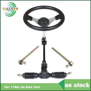 Steering Wheel Kit Gear Rack Pinion Adjustable Shaft Set For 110cc Go Kart Cart