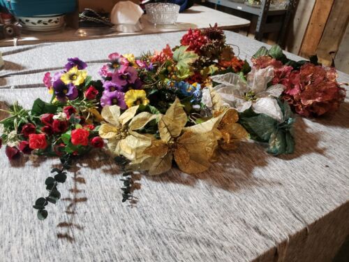 Artificial Flowers Mixed Lot Foliage Leaves Flowers Decor Wedding Crafts +