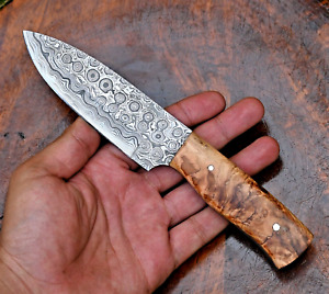 Custom Made Damascus Hunting Knife - Hand Forged Damascus Steel Sharp Blade 2669