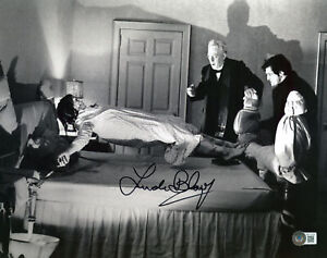 Linda Blair The Exorcist Authentic Signed 11x14 Horizontal Photo w/ Priests BAS
