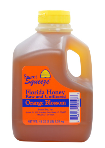 Sweet Squeeze Raw Orange Blossom Honey - Unpasteurized & Unfiltered - 3 Pounds