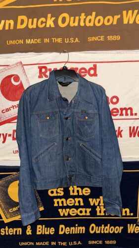 Vintage 70s Wrangler Western Jean 14oz Denim Trucker Jacket Men's 42 USA Made