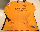 Team FC Barcelona Authentic Long Sleeves Jersey Yellow Soccer X-Large Football