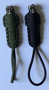 Paracord Keychain Mummy Skull Handmade Zipper Pull Lanyard Black or OD Green.