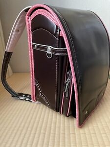 free shipping! Randoseru Japanese Backpack brown pink dot Japan School Bag