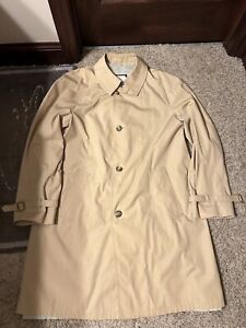 Vintage Rainfair Coats Jacket Beige Men's Button Up 44 Long Lined Trench