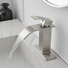 Bathroom Sink Faucet Brushed Nickel Vanity Waterfall Single Handle Mixer Tap