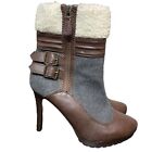 Elle Kohls Women's Faux Fur Sherpa Heeled Winter Ankle Boots, Size 8.5, EUC!