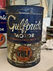 Rare Vintage Antique Tin 5-Quart GULFPRIDE MOTOR OIL CAN Soldered Seam GULF
