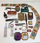 Junk Drawer 24p Antique Lot-Daguerreotype-Victorian-Chinese-knives-watch-textile