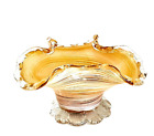 Vintage E & R Golden Crown Gold Swirl Art Glass Pedestal Bowl Italy 5