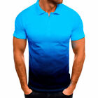 Mens Polo Shirts Gradient Casual Slim Fit Short Sleeve Golf Sport T Shirt Tops