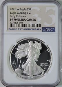 2021 W Proof Type 2 T2 American Silver Eagle Early Releases NGC PF70 Ultra Cameo