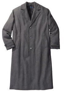 KingSize Men's Big & Tall Tall Wool-Blend Long Overcoat