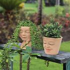 2pcs Human Face Flower Pot Girl Head Planter Pot w/Drainage Hole Creative Decor