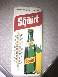 New ListingVINTAGE ADVERTISING  1971 SQUIRT SODA    METAL THERMOMETER. 5.75x13.5”. Embossed