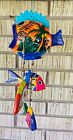 Hanging Folk Art Coconut Fish Hand Carved Mexico Home Tropical Wind Chime #15