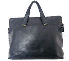 Fossil Leather Bag Briefcase Work Laptop Satchel Black Zipper Closure 3 Sections
